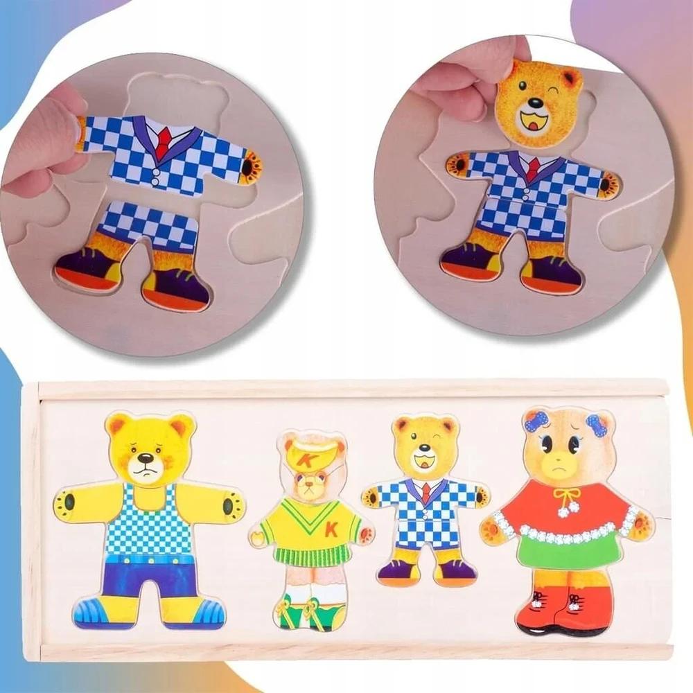 Malplay Medinė dėlionė Papuošk Meškutį, 72 el.