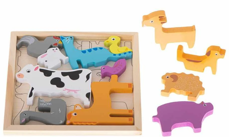 Ikonka KIK medinė dėlionė ANIMALS