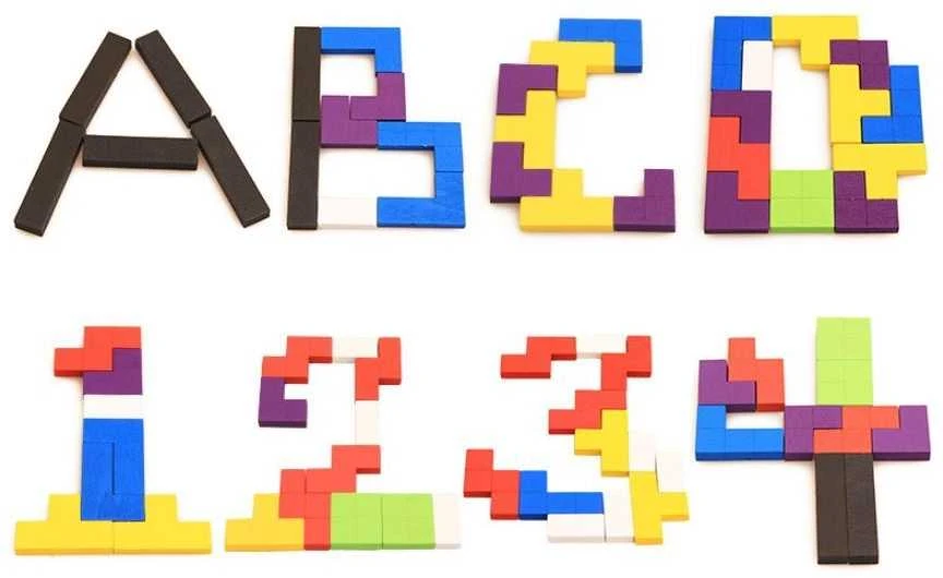 Medinės dėlionės tetris blokai 40el.