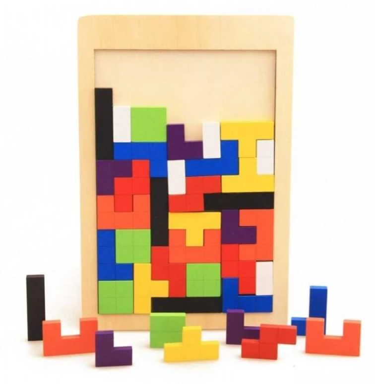 Medinės dėlionės tetris blokai 40el.