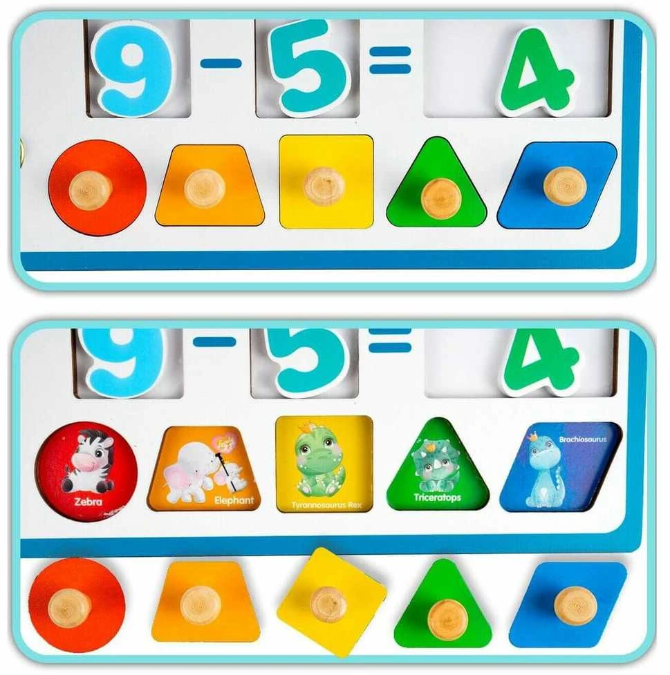 Malplay Medinė manipuliacinė mokomoji lenta matematikos skaičiai, laikrodis