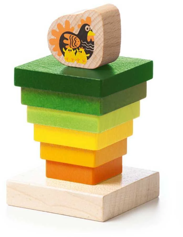 Cubika medinių kaladėlių piramidė "Viščiukai"