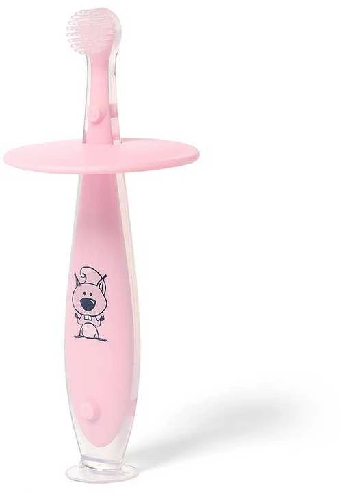 Baby Ono Babyono dantų šepetukas su siurbtuku nuo 6 mėn rožinis 551/02
