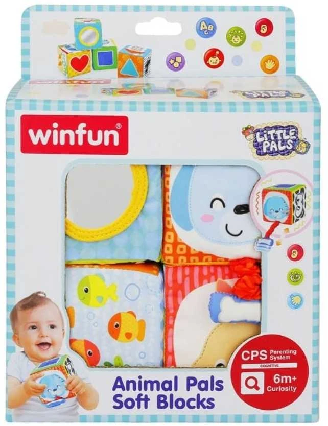 Smily Minkštos sensorinės kaladėlės kūdikiams Winfun - Gyvūnėliai