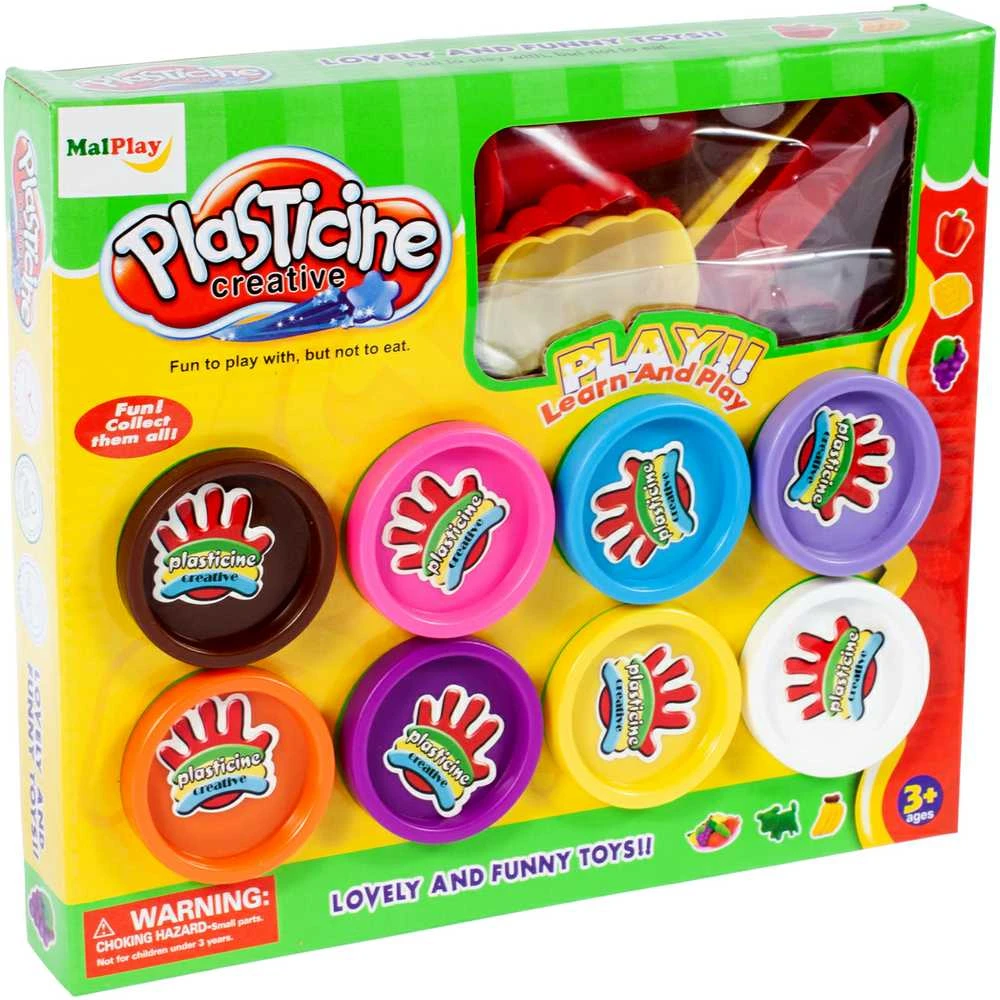 Malplay Plastilinas- modelinas su priedais, 8 spalvos