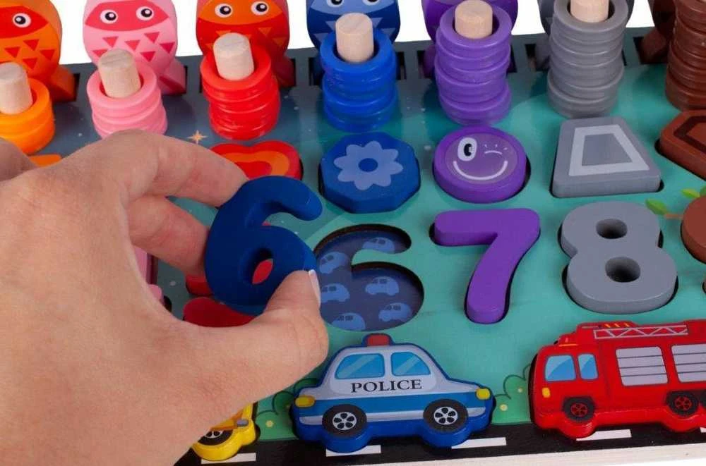 Malplay Montessori medinė dėlionė, mokanti skaičiuoti 6in1