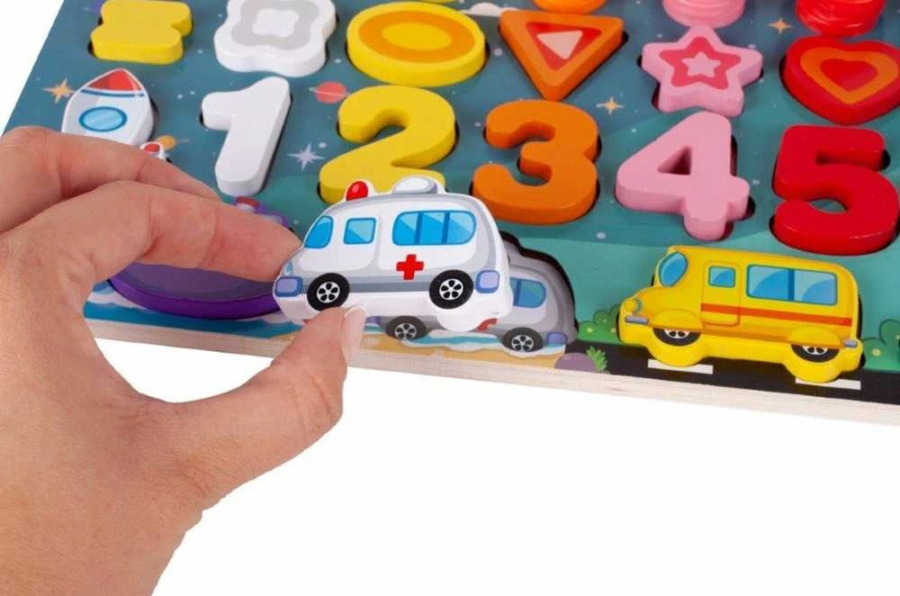 Malplay Montessori medinė dėlionė, mokanti skaičiuoti 6in1