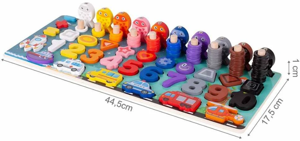 Malplay Montessori medinė dėlionė, mokanti skaičiuoti 6in1
