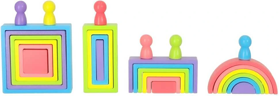 Vaivorykštės montessori mokomosios medinės kaladėlės