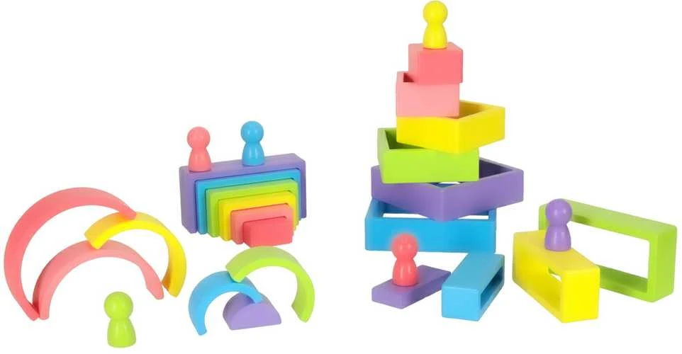 Vaivorykštės montessori mokomosios medinės kaladėlės