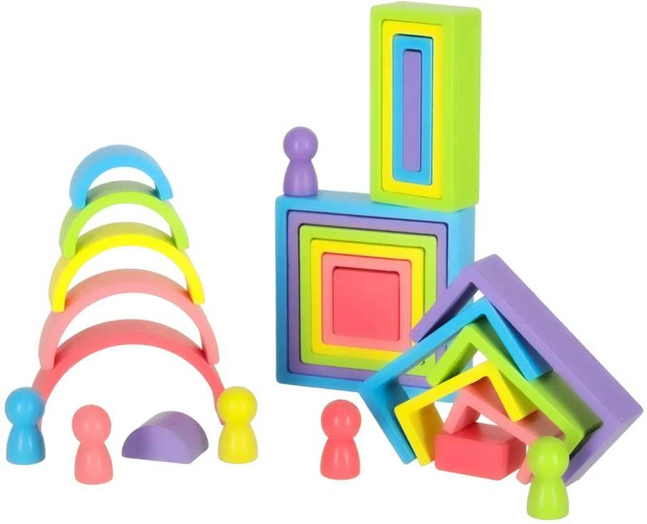 Vaivorykštės montessori mokomosios medinės kaladėlės