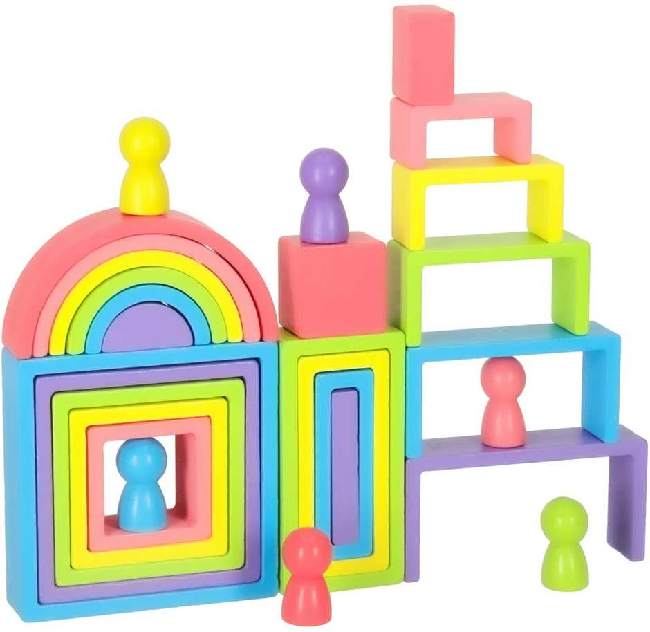 Vaivorykštės montessori mokomosios medinės kaladėlės