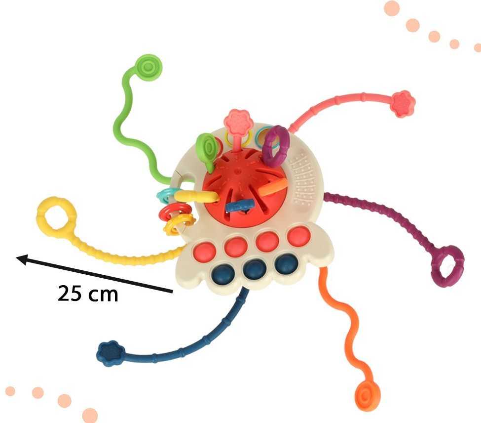Ikonka Montessori sensorinis antistresinis žaislas - kramtukas 4in1 (raudonas)