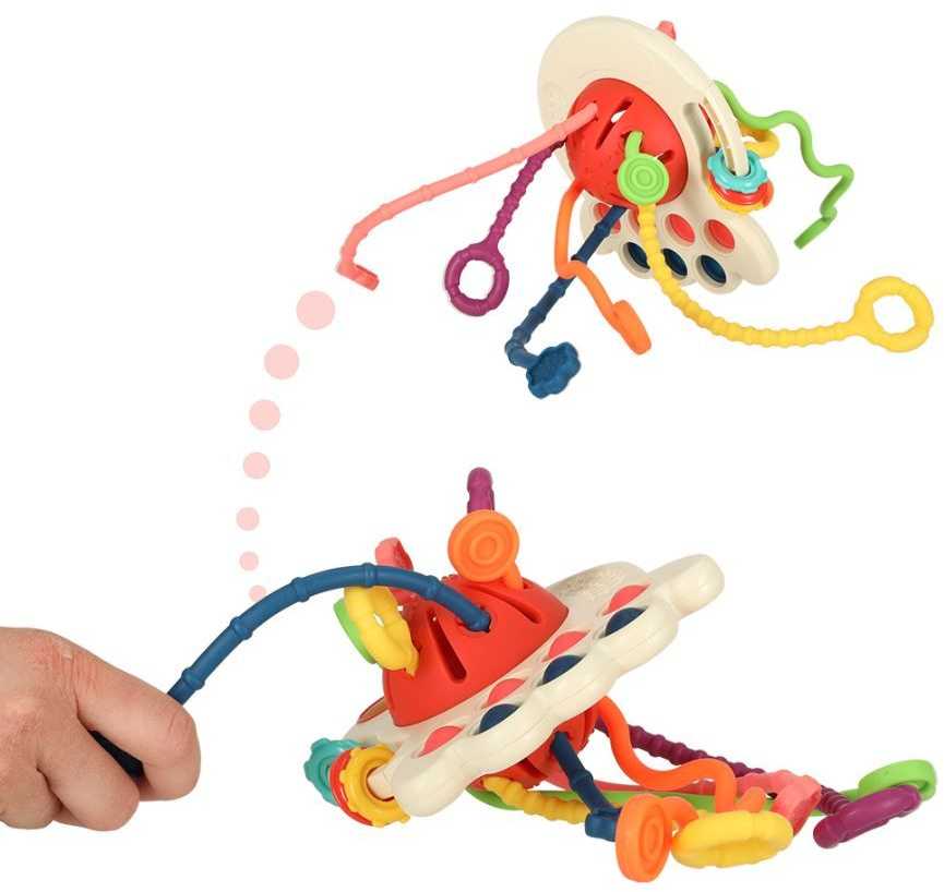 Ikonka Montessori sensorinis antistresinis žaislas - kramtukas 4in1 (raudonas)