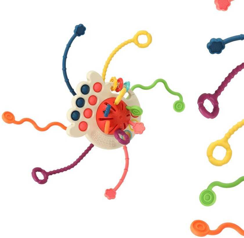 Ikonka Montessori sensorinis antistresinis žaislas - kramtukas 4in1 (raudonas)