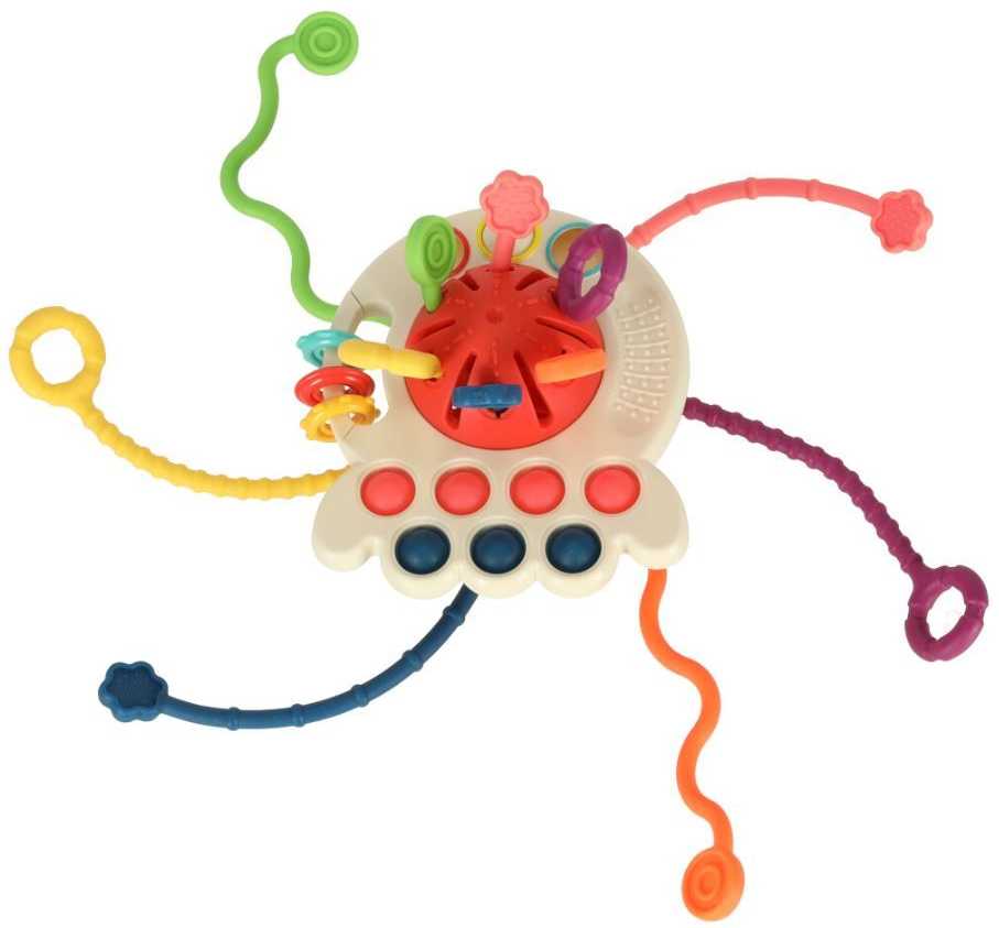 Ikonka Montessori sensorinis antistresinis žaislas - kramtukas 4in1 (raudonas)