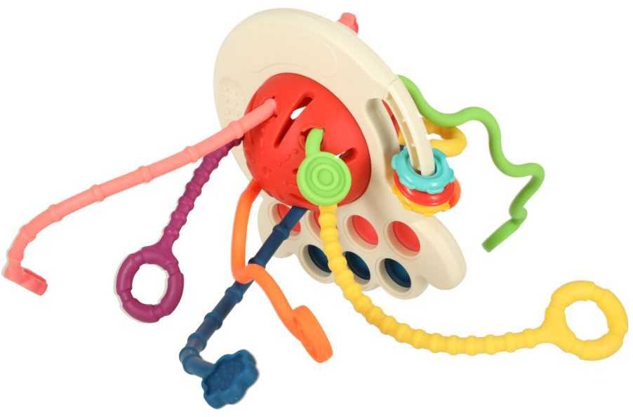 Ikonka Montessori sensorinis antistresinis žaislas - kramtukas 4in1 (raudonas)