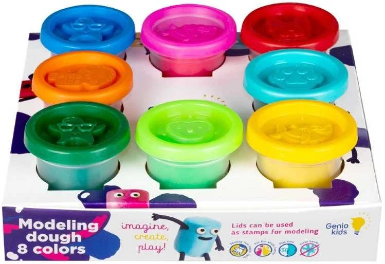 GENIO KIDS Natūralus plastilinas - modelinas, 8 spalvos