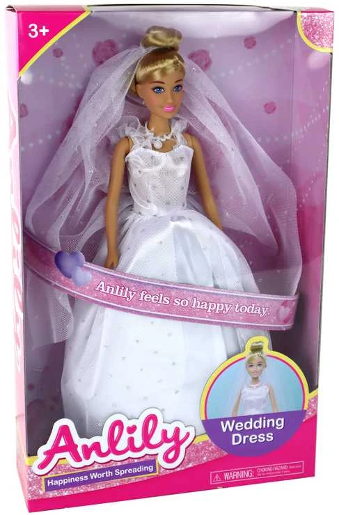 Lean Toys Nuotakos lėlė su balta vestuvine suknele