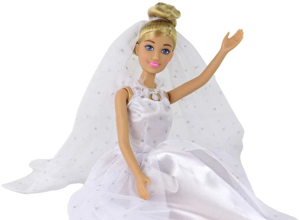 Lean Toys Nuotakos lėlė su balta vestuvine suknele