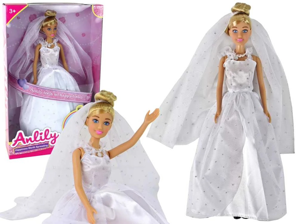 Lean Toys Nuotakos lėlė su balta vestuvine suknele