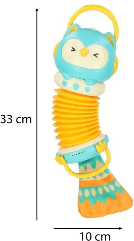 Vaikiškas muzikinis akordeonas Oranžinė pelėda, 33 cm