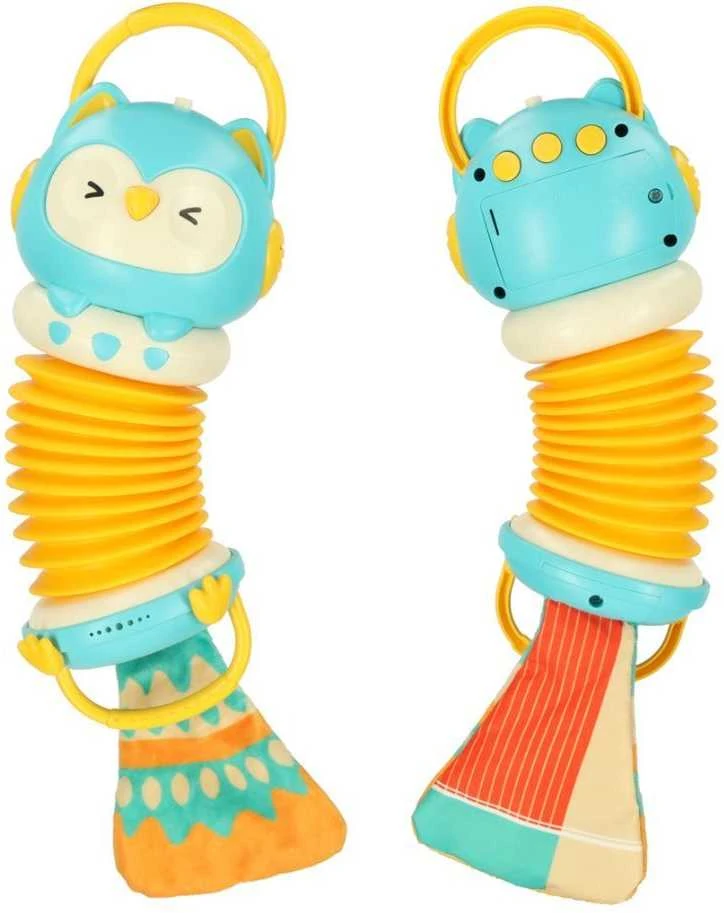 Vaikiškas muzikinis akordeonas Oranžinė pelėda, 33 cm