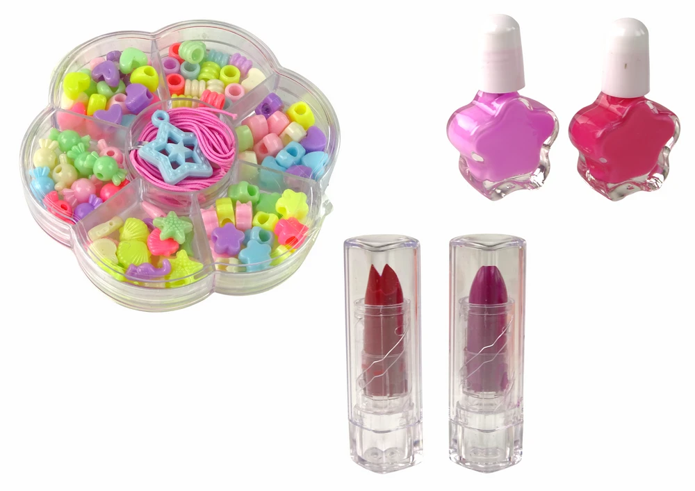 Lean Toys Makiažo ir papuošalų rinkinys LeanToys Jewelry Makeup Kit 2in1, 100 vnt.