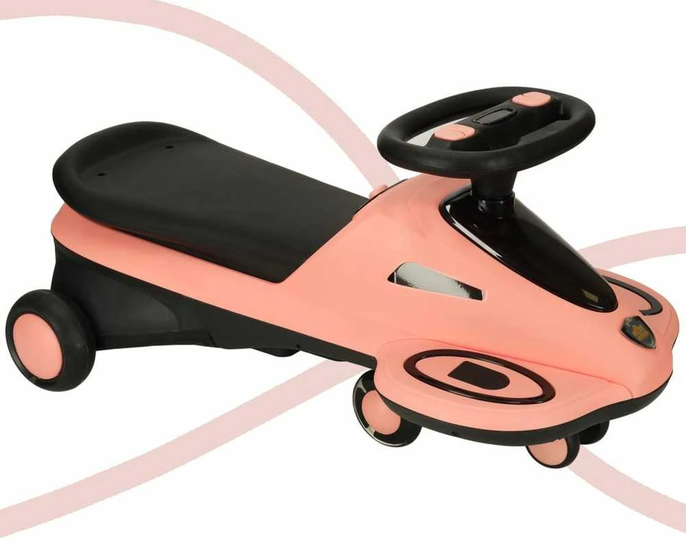 Roger Gravity ride šviečiantys LED ratukai-paspirtukas su grojančia muzika, 74cm, rožinės/juodos spalvos