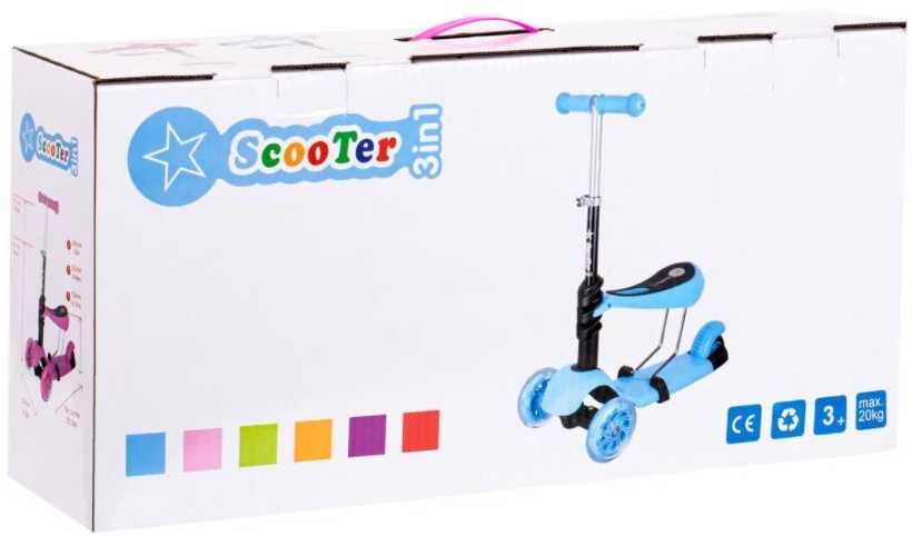SCOOTER Triratis motoroleris su balansine sėdyne mėtų pilkos spalvos LED