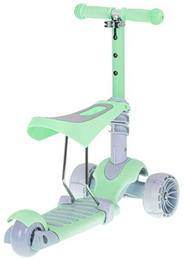 SCOOTER Triratis motoroleris su balansine sėdyne mėtų pilkos spalvos LED