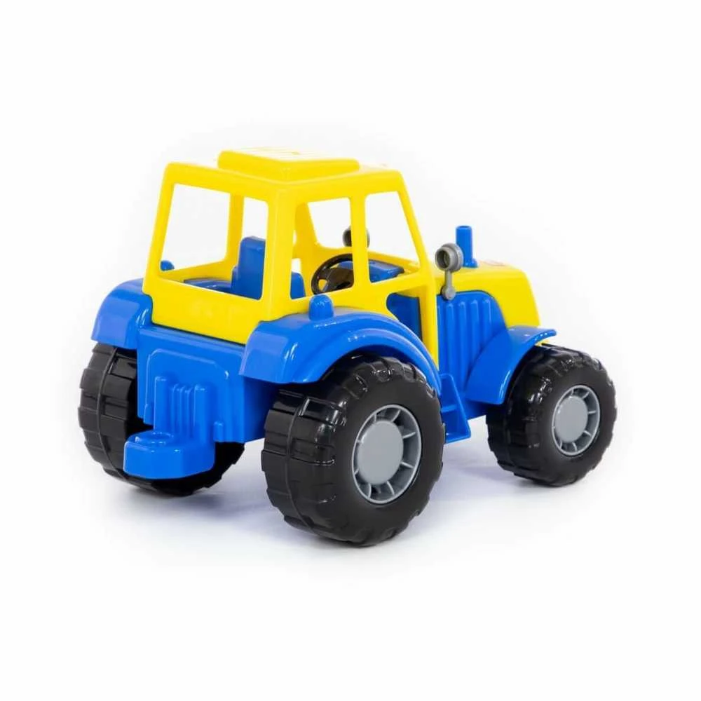 Plastikinis traktoriukas mėlynas/geltonas, 21 cm