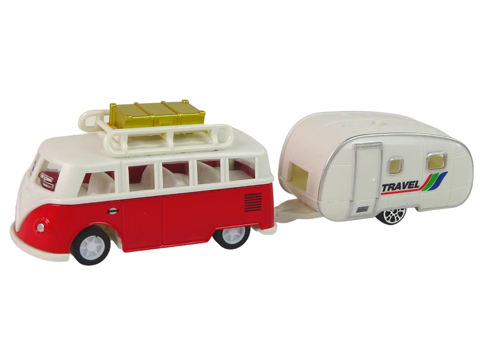Lean Toys Transporto priemonių rinkinys LeanToys Autobusas su kempingo priekaba