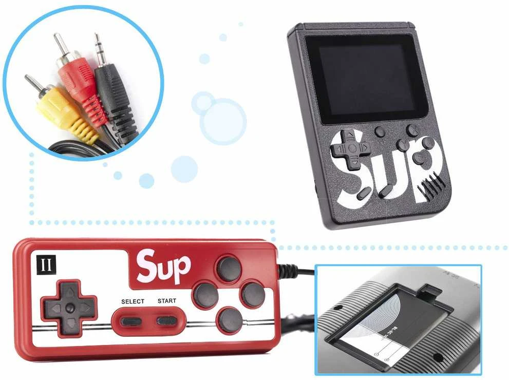 Žaidimų konsolė Sup Game Box konsolė su 400 žaidimų, raudona/juoda su pulteliu