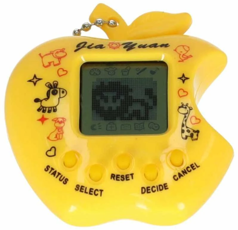 Žaislinis Tamagotchi elektroninis žaidimas obuolys geltonas