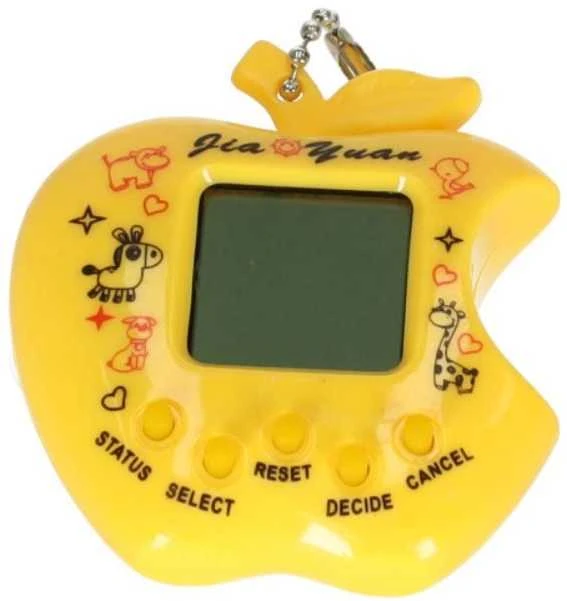 Žaislinis Tamagotchi elektroninis žaidimas obuolys geltonas