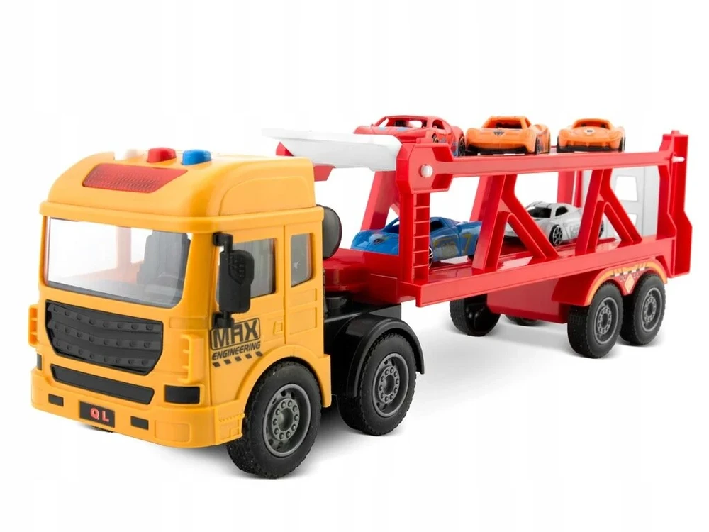 Malplay Žaislinis sunkvežimis vilkikas su transporto priemonėmis, šviesa ir garsu