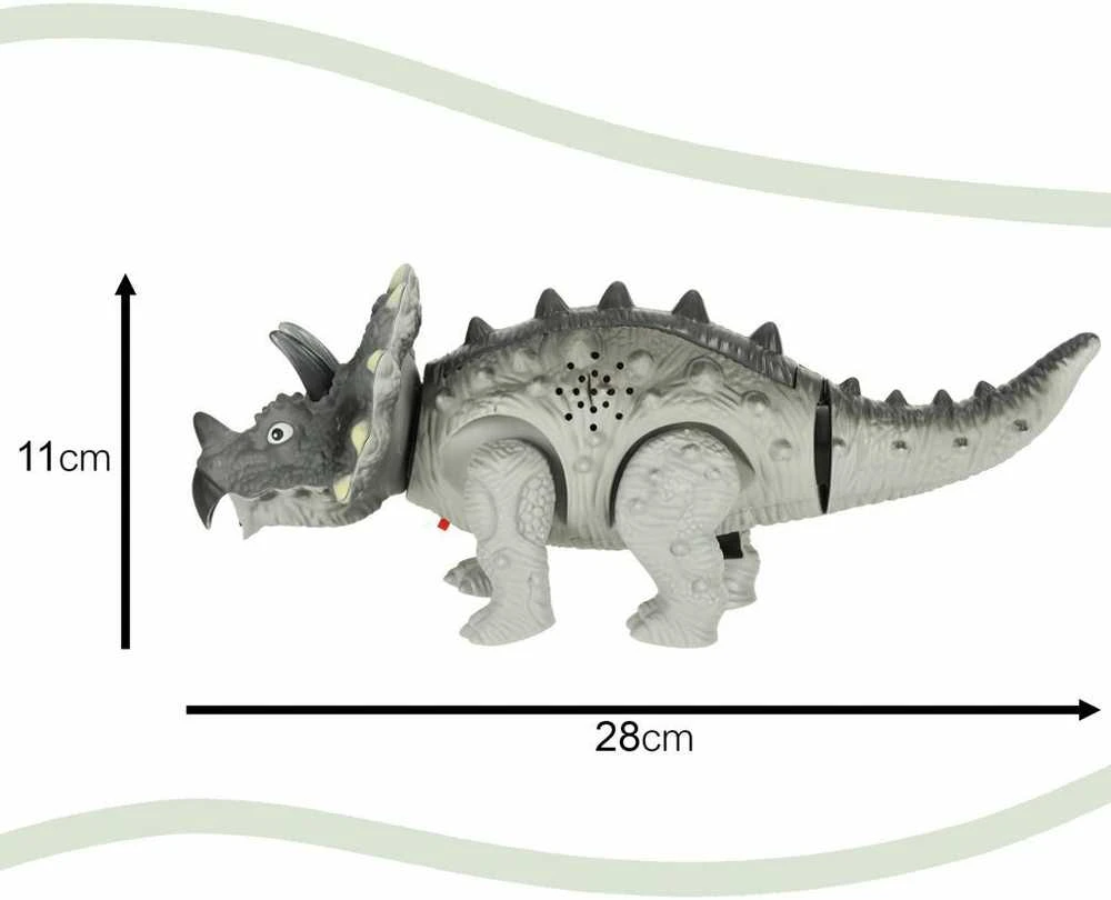 KIK Nuotoliniu būdu valdomas dinozauras RC Triceratops vaikšto šviečia riaumoja