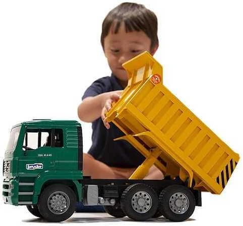 BRUDER sunkvežimis žalias su geltona priekaba, 02765