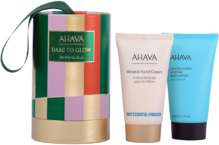 AHAVA DARE TO GLOW ON THE GO DUO Dovanų rinkinys (kūno losjonas 40 ml + rankų kremas 40 ml)