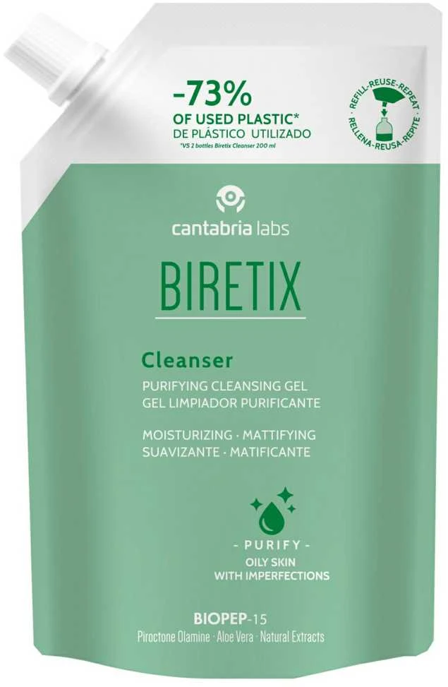 Cantabria Labs Biretix Valiklis Purifing Cleansing Gel Refill prausimosi gelis 400ml