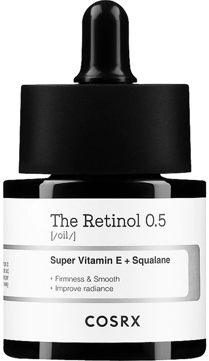 Cosrx Retinol Oil 0.5 Super Vitamin E + Squalane Veido aliejus su retinoliu, 20 ml