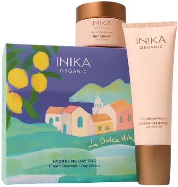 Inika Organic INIKA HYDRATING DAY SKIN DUO Dovanų rinkinys (veido prausiklis 100 ml + veido kremas 50 ml)