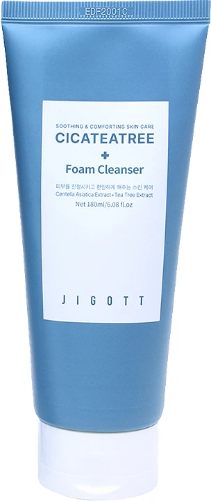 JIGOTT Cicateatree Foam Valiklis - valomosios veido putos su Centella Asiatica ir arbatmedžio ekstraktais, 180 ml