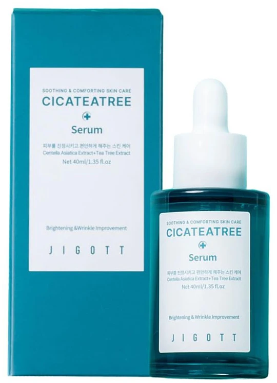 JIGOTT Cicateatree Serum - raminamasis veido serumas su Centella Asiatica ir arbatmedžio ekstraktais, 40 ml