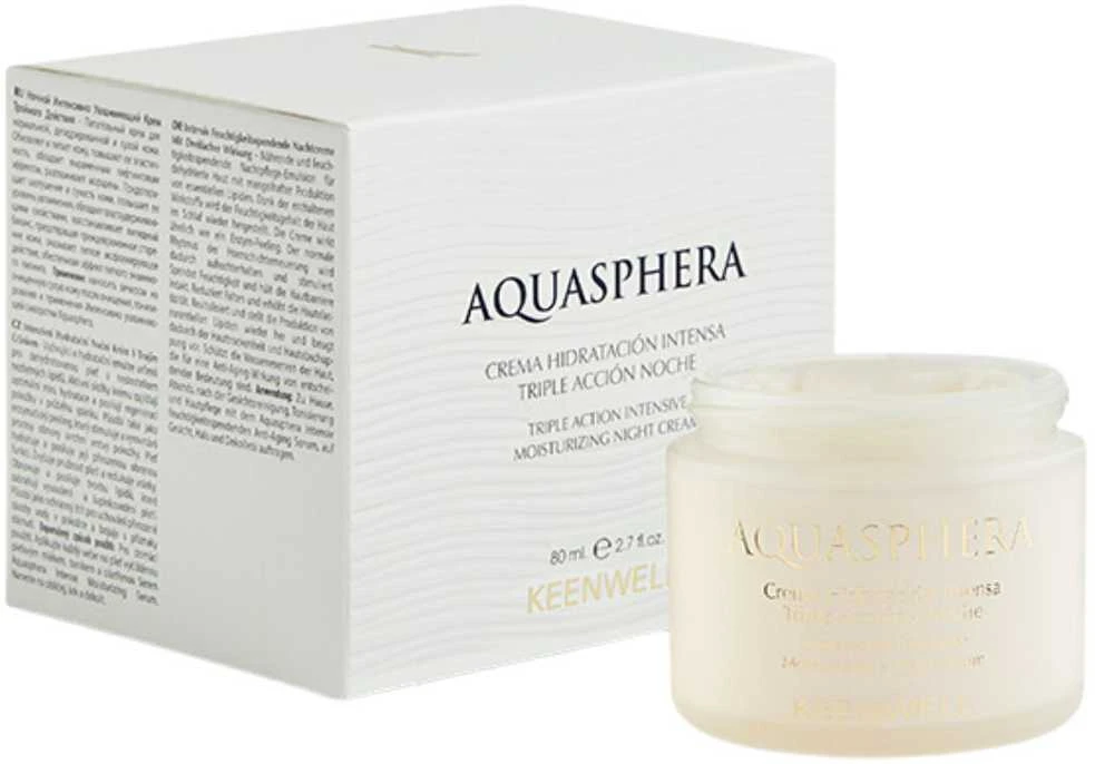 KEENWELL AQUASPHERA Trejopo poveikio intensyviai drėkinantis naktinis kremas, 80 ml