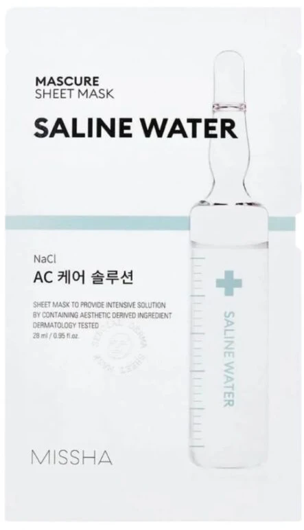 Missha Mascure Saline Vanduo Sheet Mask lakštinė veido kaukė nuo spuogų, 28 ml