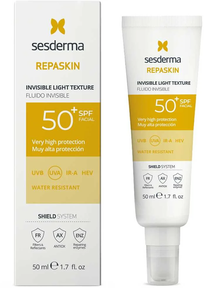 Sesderma Repaskin Invisible Light Texture Apsauginis fluidas nuo saulės su SPF50+, 50 ml