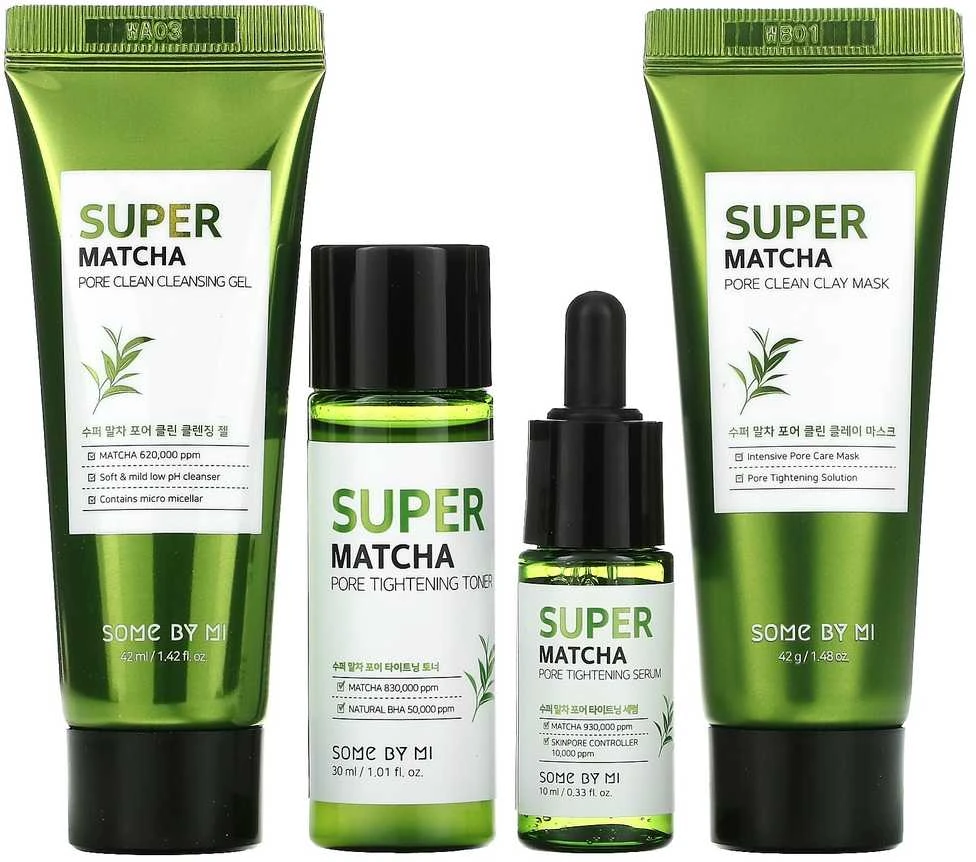 SOME BY MI Super Matcha Pore Care Starter Kit (Edition) - 4 dalių poras valantis rinkinys su matcha ekstraktu