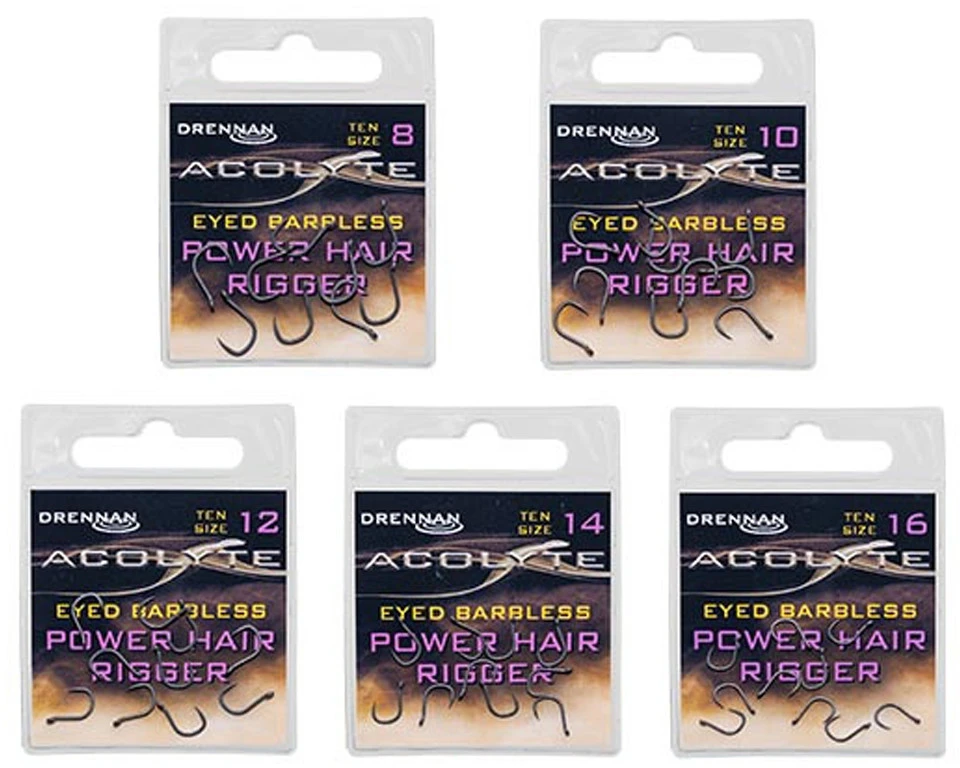 Kabliukai Drennan Acolyte Power Hair Riggers Hooks Barbless